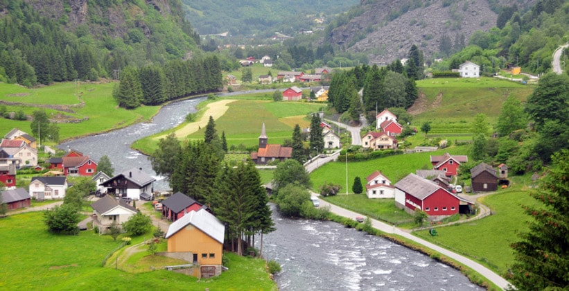 Деревня Флам в Норвегии